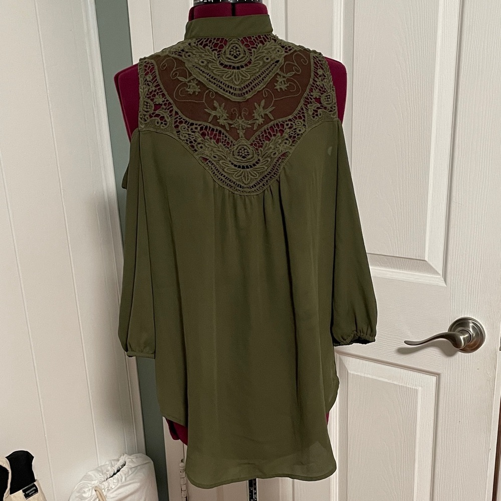HeartSoul Forest Green Lace Detail Blouse